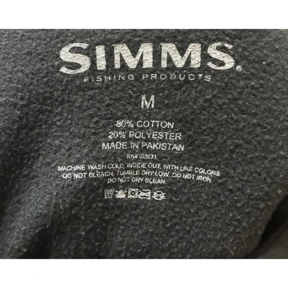 Simms Fishing Products Black Pullover Hoodie Mens Size Large L Sweatshirt Fleece - Picture 4 of 5